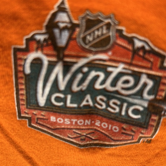 NHL Reebok Mens Flyers Logo Winter Classic Boston 2010 Tee Color Orange Size Med - Picture 5 of 5